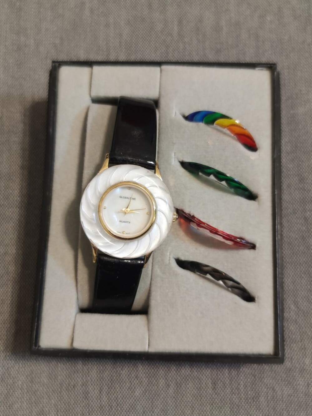 Globaltime Dial Watch with Interchangeable Accent Bezel